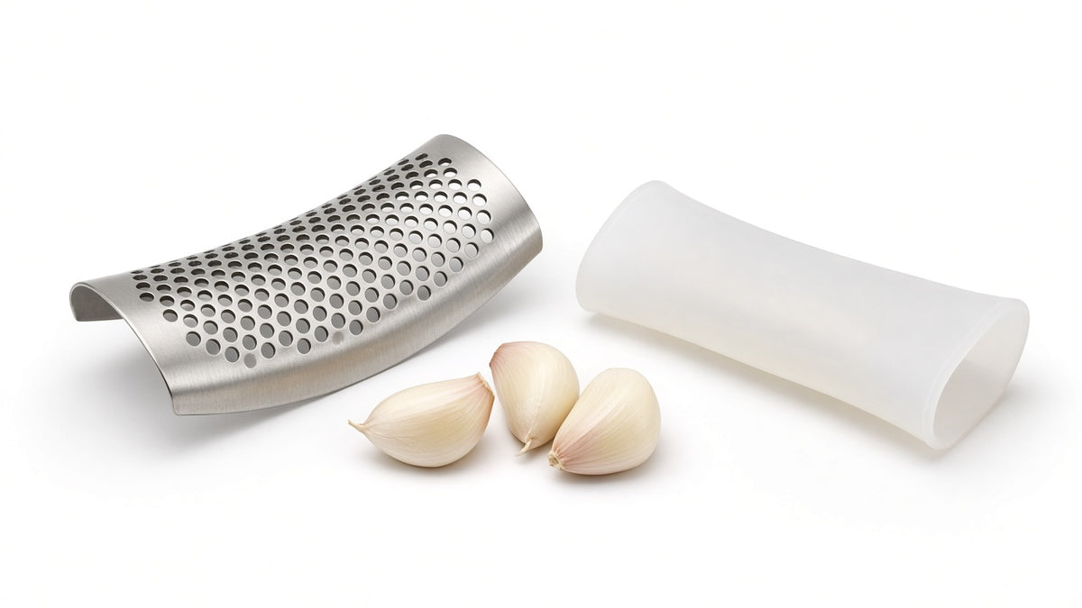 Zentrix Kitchens Stainless Garlic Rocker + Peeler Set