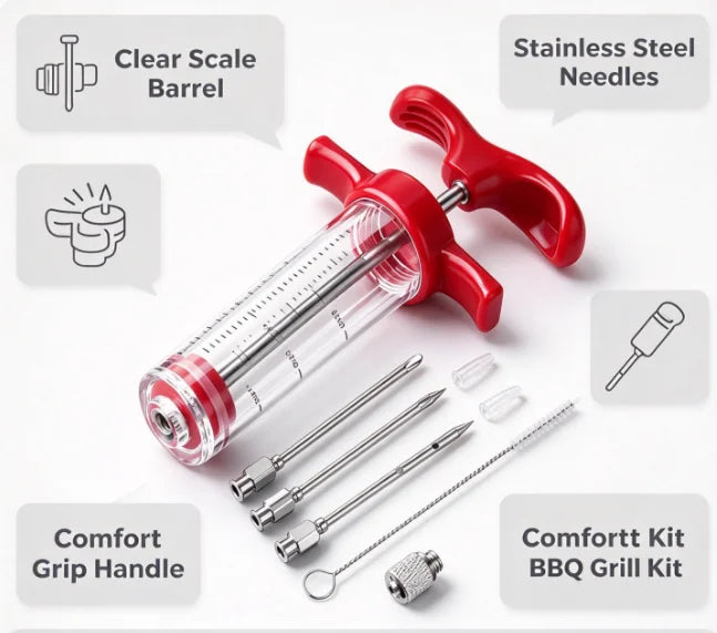 Braai Flavour Kit: Juicier Meat with Marinade Injector + Oil Mister